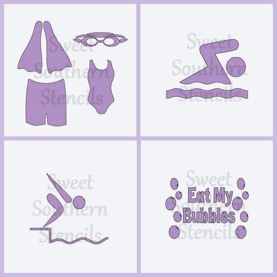 Swimming Stencils 4 separate stencils