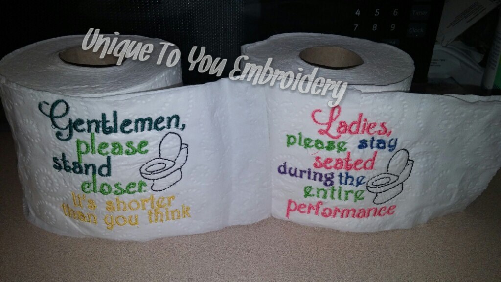 Embroidered toilet paper by Unique2YouEmbroidery on Etsy