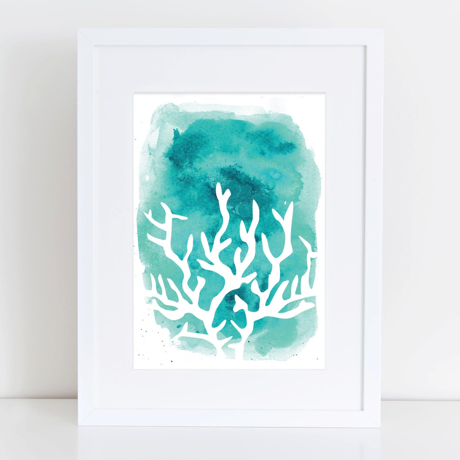 Watercolor Print Coral Print Wall Art Digital by PrintsbyJettyHome