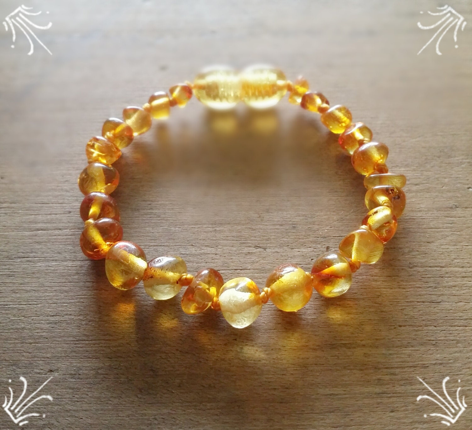 Baltic amber baby teething Anklet / Bracelet Polished Honey