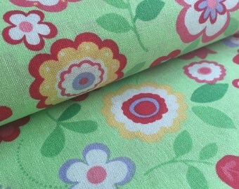 Flower Sugar Garden Flowers GREEN Lecien Fabric