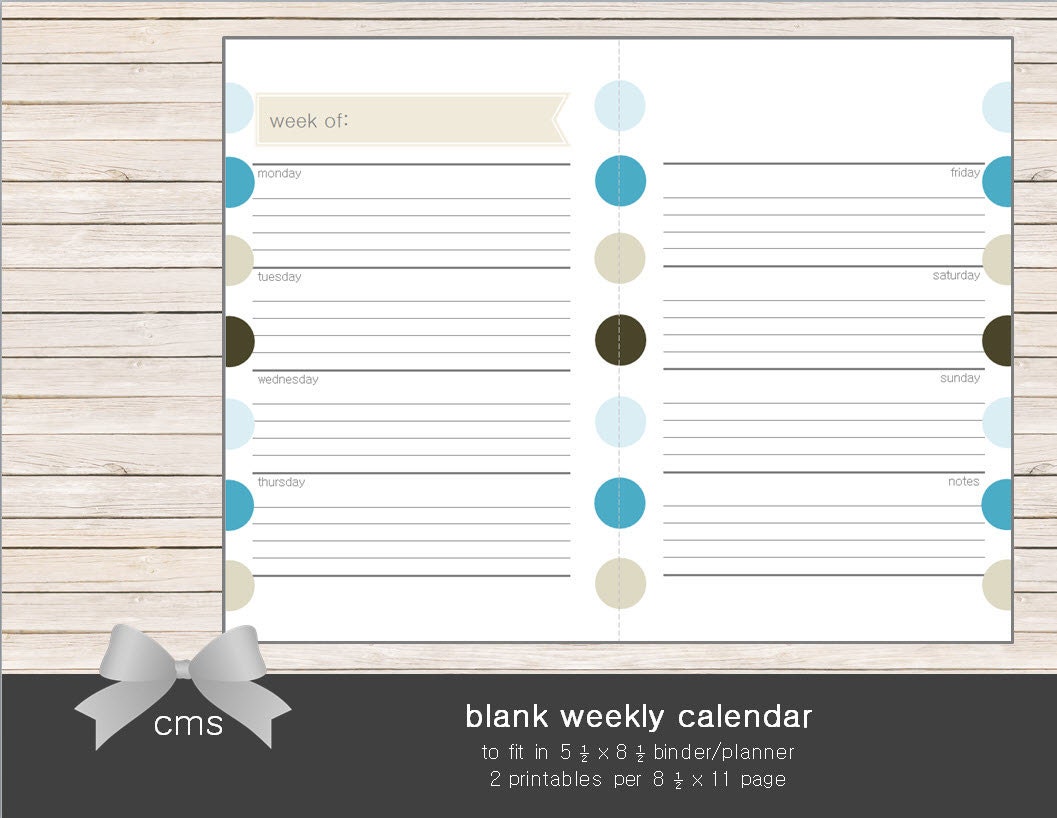 weekly calendar blank week sheets printable by chaosmadesimple