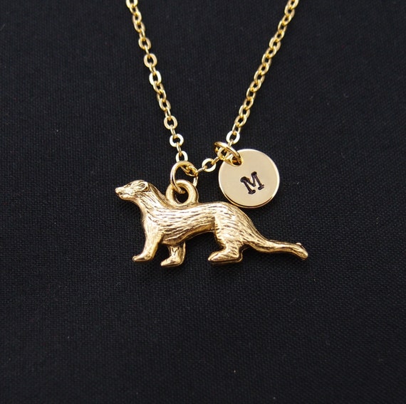 ferret necklace gold filled initial necklace gold ferret