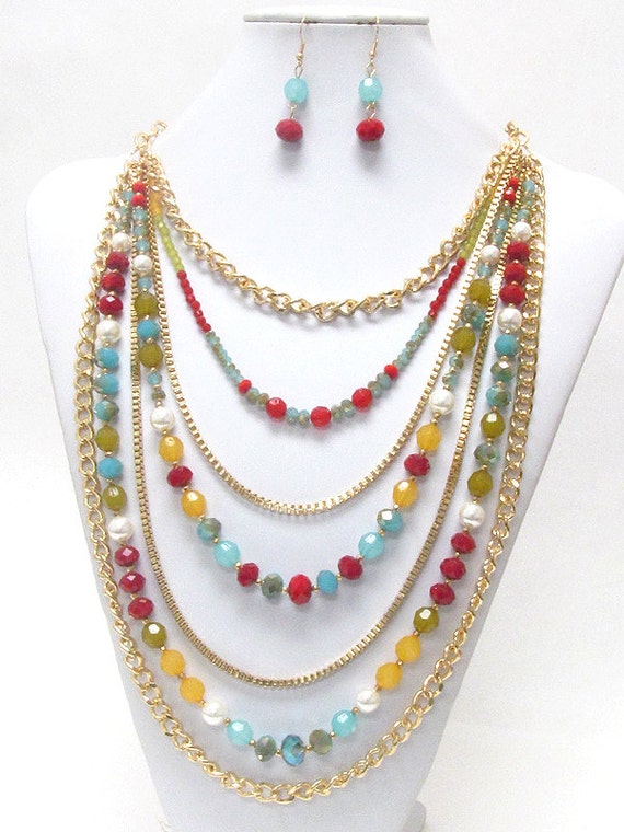 Fashion Jewelry Luxury line Semi Precious Stone and Pearl deco multi ...