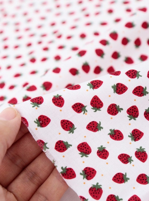 Items similar to Fabric Cute Strawberry pattern Fabric by the yard #6 ...