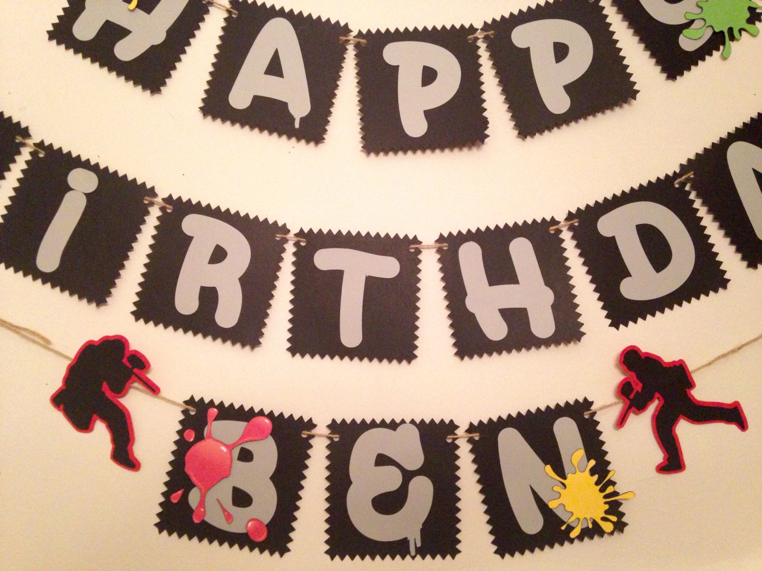 Happy Birthday Banner paintball themed by DandelionPaperDecor