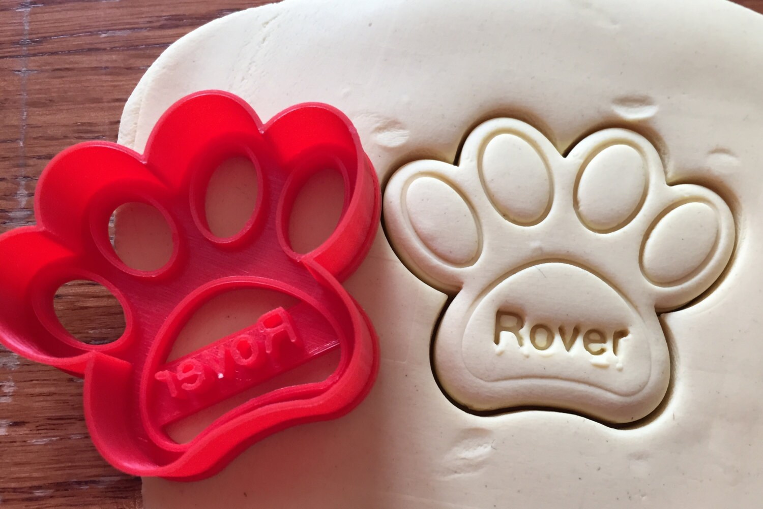 Personalized Paw Print Dog Treat cookie cutter with name