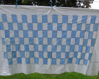 Vintage Quilt Top, Blue and White