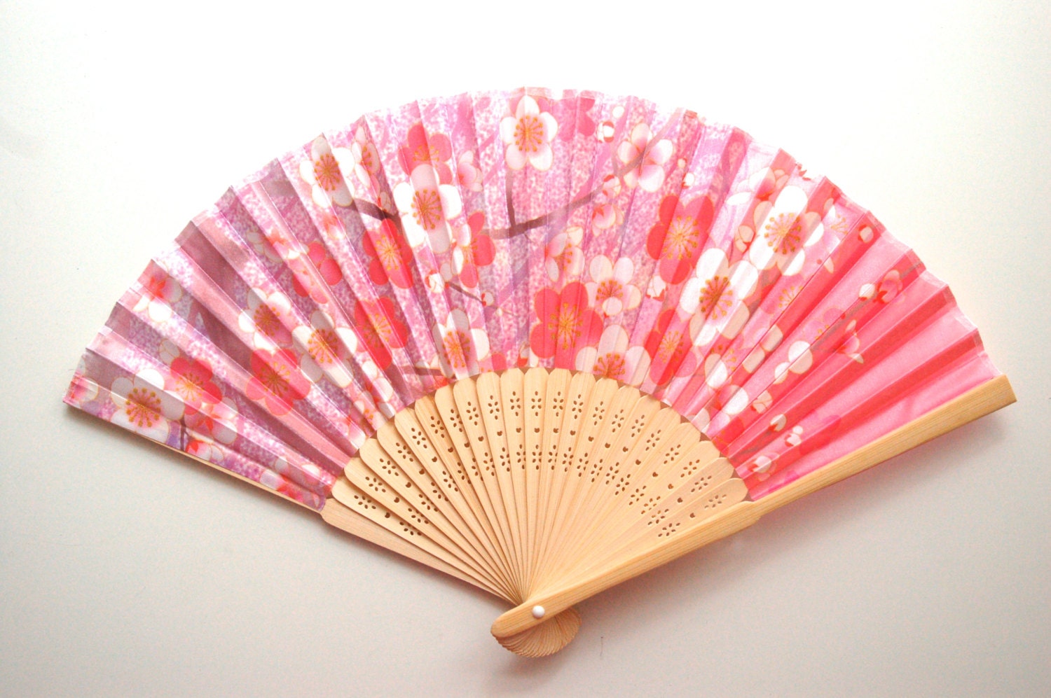 Pink Sakura Hand Fan Handheld Folding Fan Japanese Hand by ZenMR