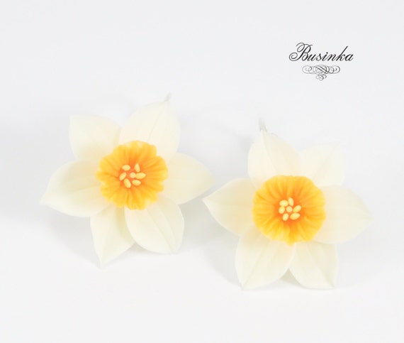 Earrings * narcissus earrings * romantic earrings * flowers jewelry 