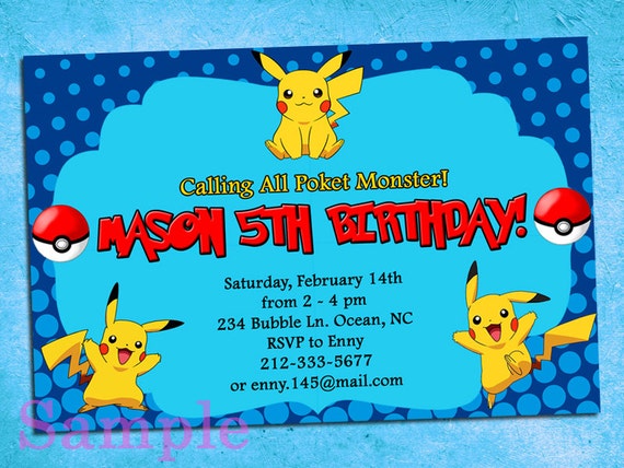 Pokemon Pikachu Birthday Invitation by partDangdutBirthdays