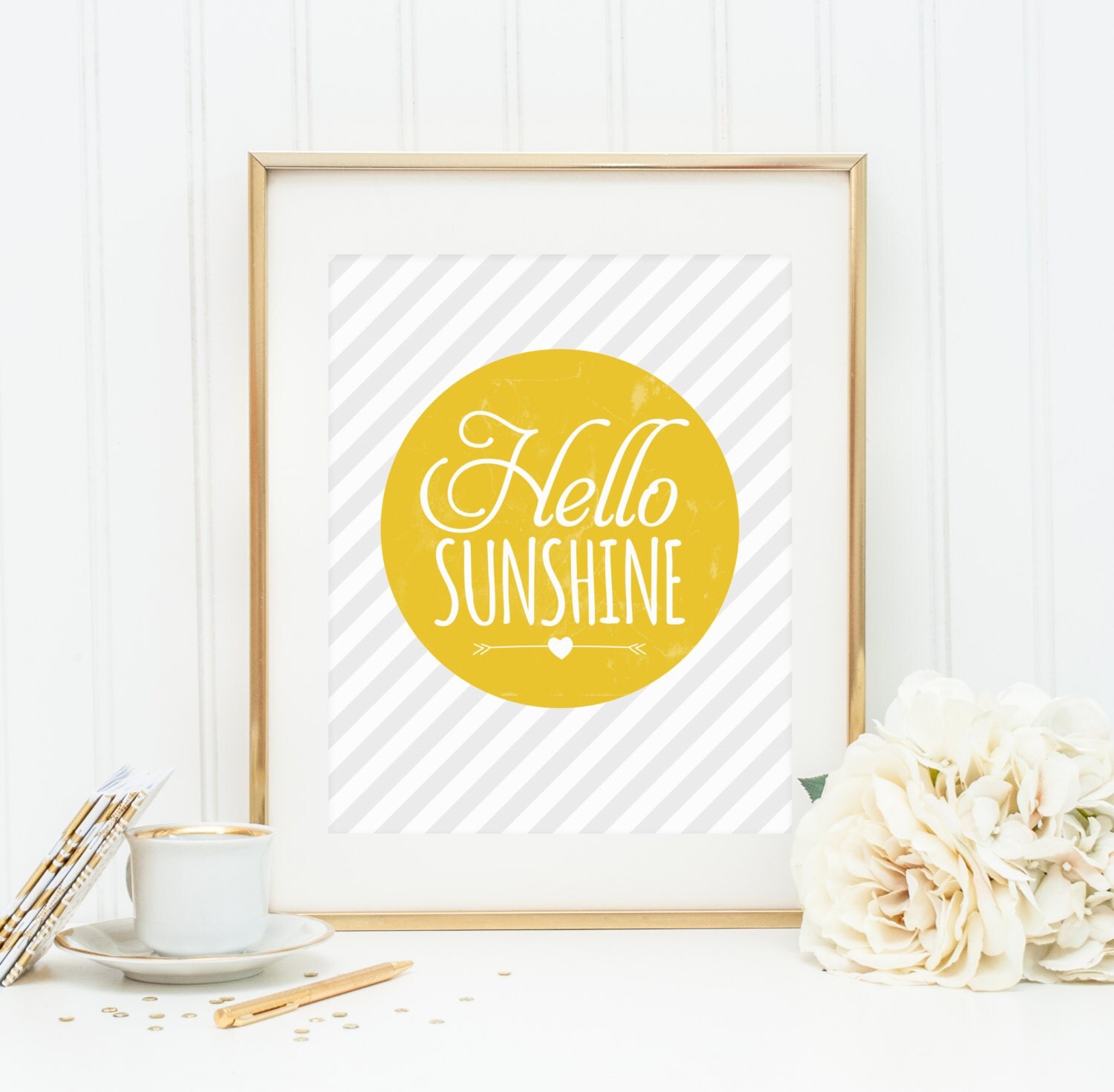 Hello Sunshine Quote Prints Nursery Wall Art Quote