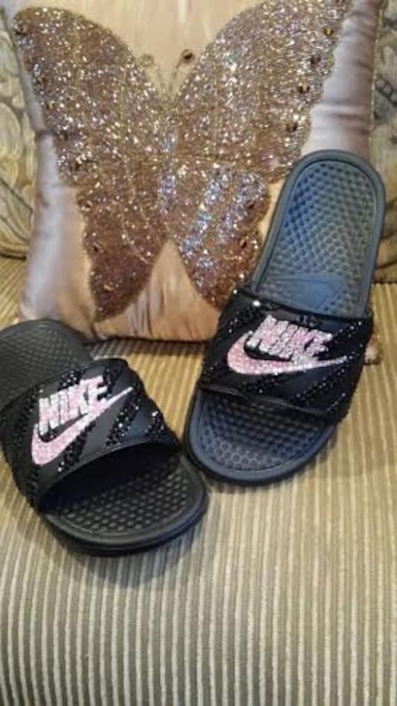 sparkly nike slides