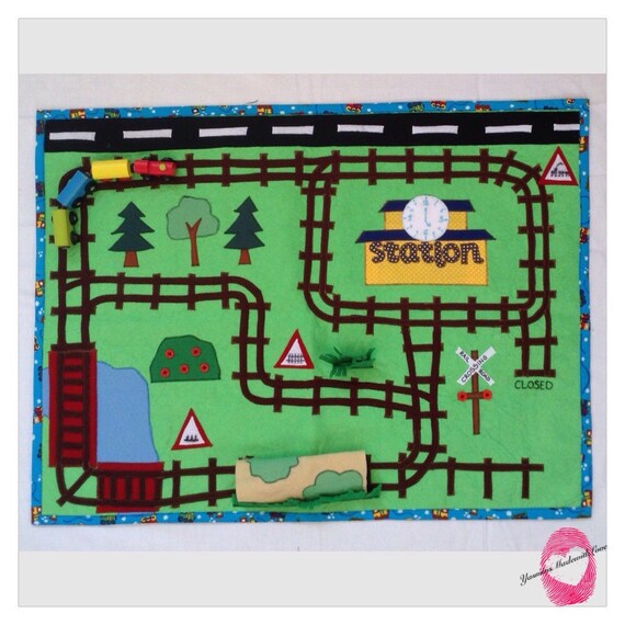 Large Train Play Mat/Felt Play Mat/Train by YasminsMadewithLove