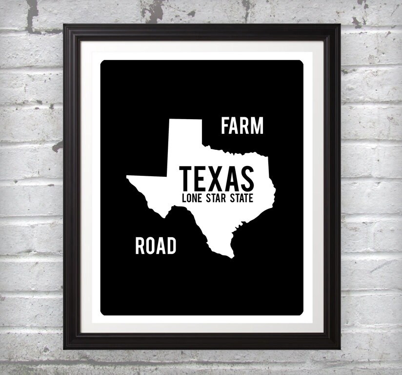 Texas Farm to Market Road Sign Colors Print Wall Art Decor