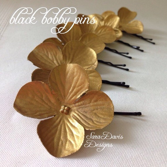 gold hair flower clip