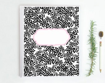 Printable Binder Cover Insert. Blank Labels. Black, Pink and White design. 8.5 x 11. High Resolution 300 dpi. Instant Download.