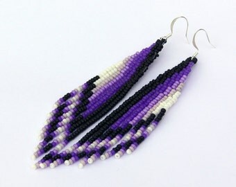 Shoulder Duster Earrings. Native American Earrings Inspired. Extra Long Earrings. Beadwork.