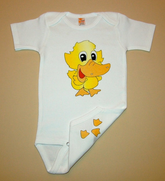Lucky Duck Baby Onesie Short Sleeve romper Duck baby