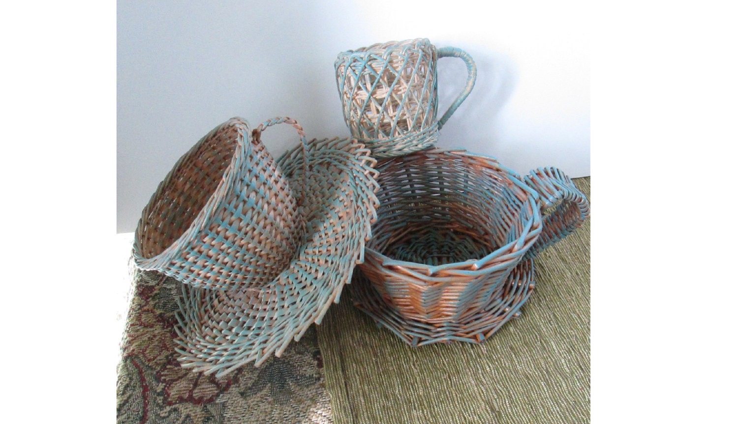 3 Wicker Teacups with Saucers Tea Cup Wicker Coffee Tea Baskets Mug shaped basket – Haute Juice