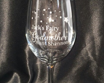 Personalized Fairy Godmother Wine Glass