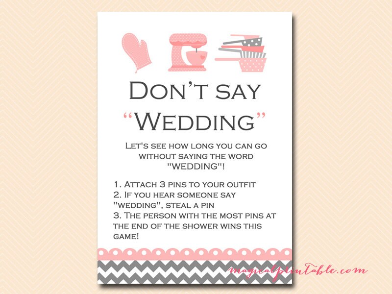 Pink Don t Say Wedding Don t Say A Word Game