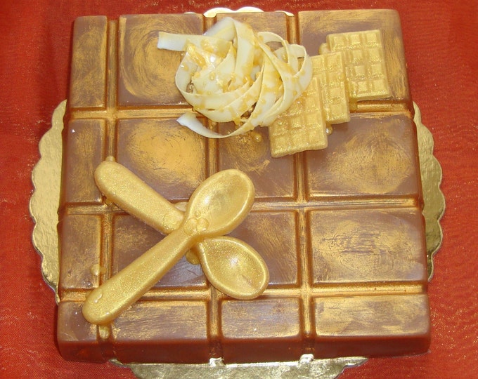 Housewarming Designer Gift, Chocolate Glycerin Soap Cake, Trendy Specialty Aromatic Soap, Art Designer Scented Soap Cake, Elegant Party Gift