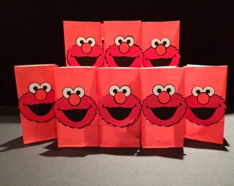 10 elmo favor bags/loot bags/candy bags