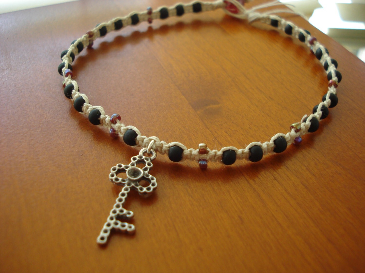 Hemp Anklet Key Jewelry Macrame Anklet Key Anklet Beaded