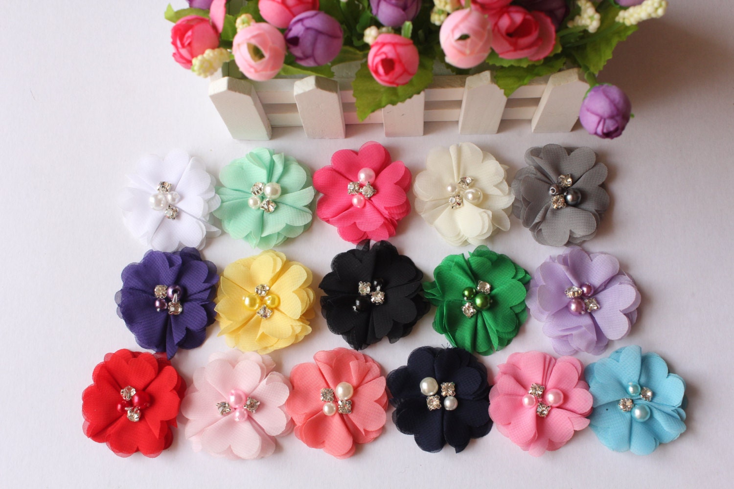 Wholesale 10x DIY Chiffon Mini Flower Embellishment Craft for