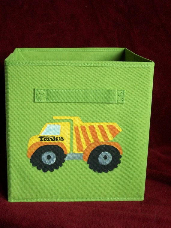 Hand Painted Fabric Bins Construction Theme by IdealArtCreations