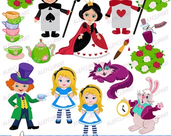 Clipart Alice , Alice Wonderland Digital Clipart, Alice in Wonderland Clipart