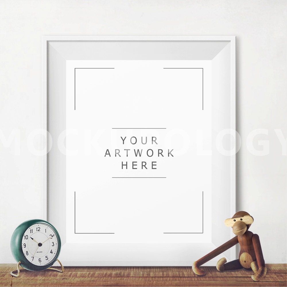 Download 8x10 Vertical White Frame Mockup Poster Mockup Wooden Desk