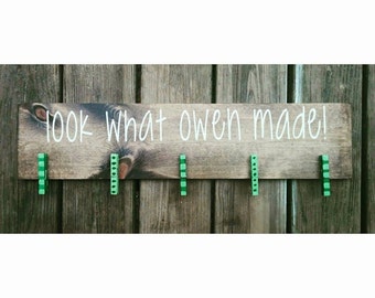 Look What I Made Customized Board, Kid's Art Display, Grandkid's Look What I Made, Wall Hanger, Personalized Kid's Board, Grandchildren art