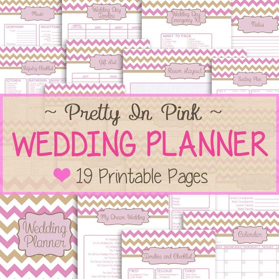 Wedding Planner 19 Printable Pages Pretty In Pink