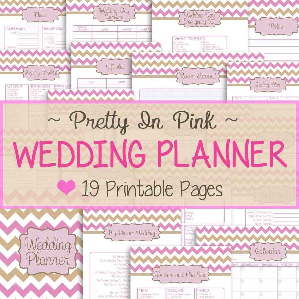 Wedding Planner 19 Printable Pages Pretty In Pink