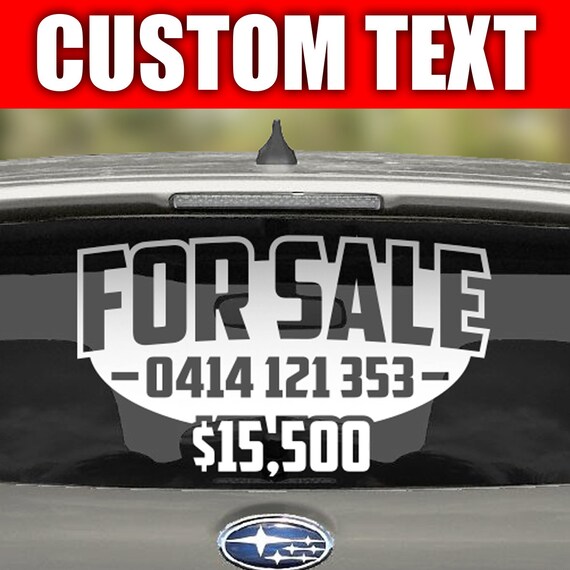 For Sale Decal Sign Rear Window Custom Vinyl by VisibleSpectrumAU
