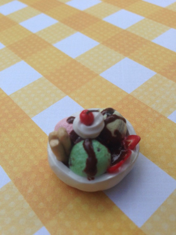 Items similar to polymer clay ice cream sundae charm on Etsy