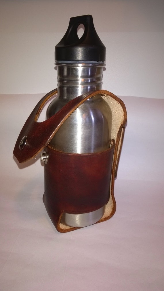 Leather Water Bottle holder. by MabensLeatherWears on Etsy