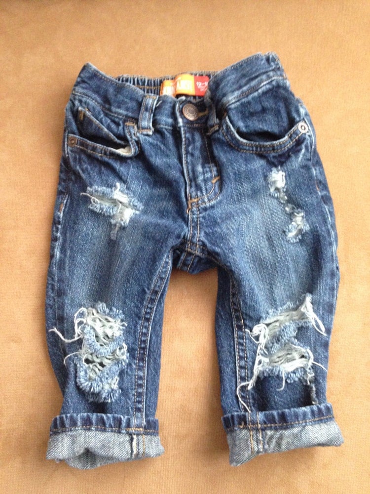 Distressed jeans for babies and toddlers by LeiAndDaeByCL on Etsy