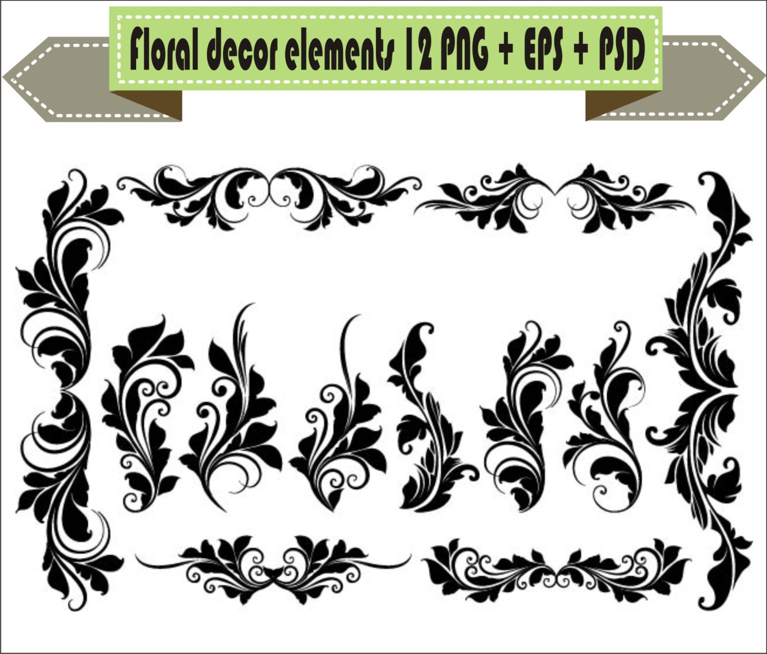 Download Vintage Decorative Floral Flowers Elements Decor Border ...