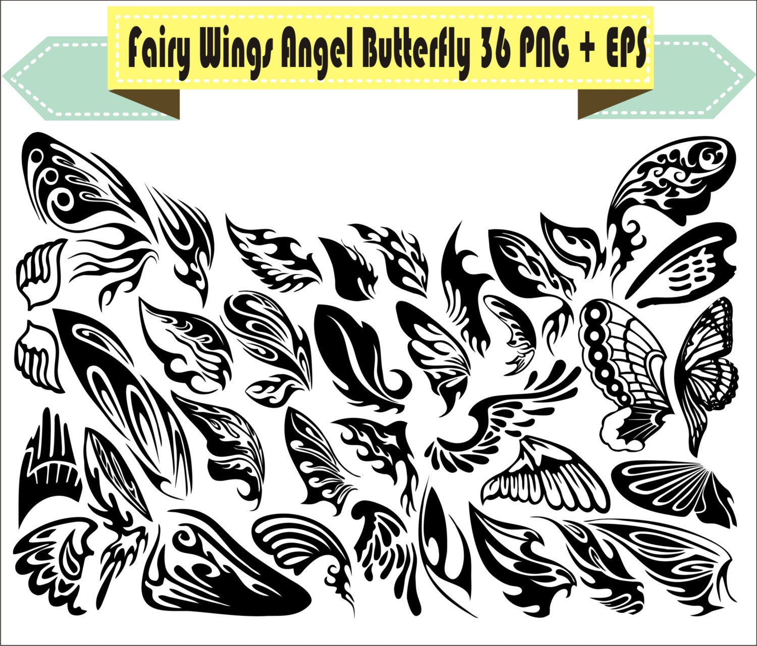Download Fairy Wings Angel Butterfly Silhouette Vector Clipart PNG EPS