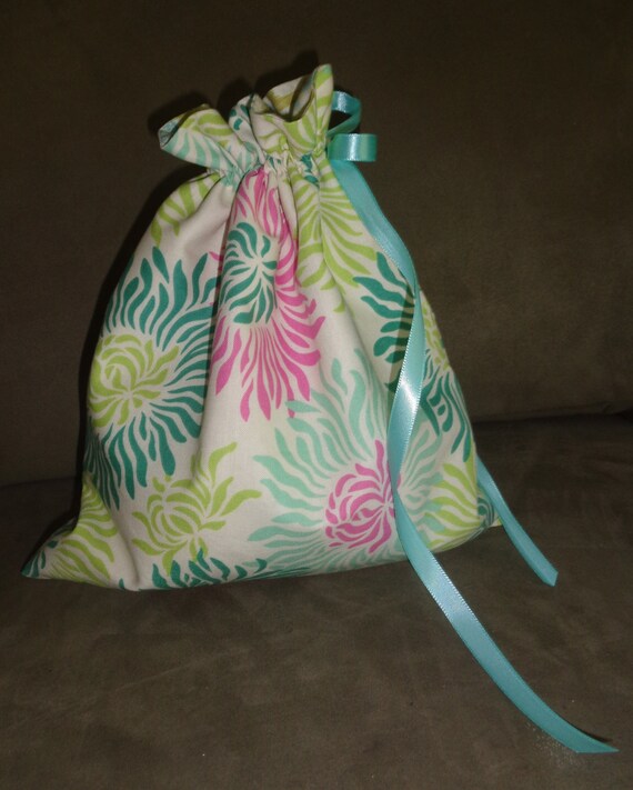 Reusable Cloth Gift Bag, medium, ribbon draw string, lined, hand made ...