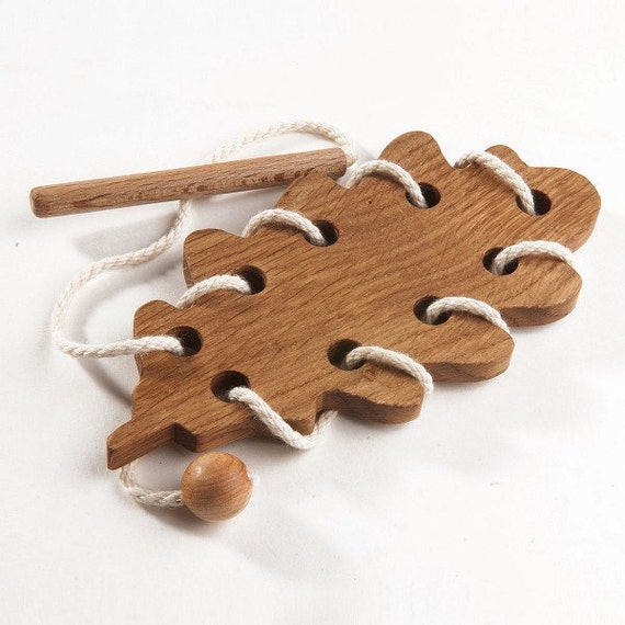 Wooden Lacing Toy Learning toy Fine Motor by WoodenCaterpillar