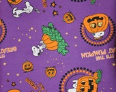 One Yard of Springs Creative Purple Peanuts Snoopy It's The Great Pumpkin 100% Cotton Quilt Fabric