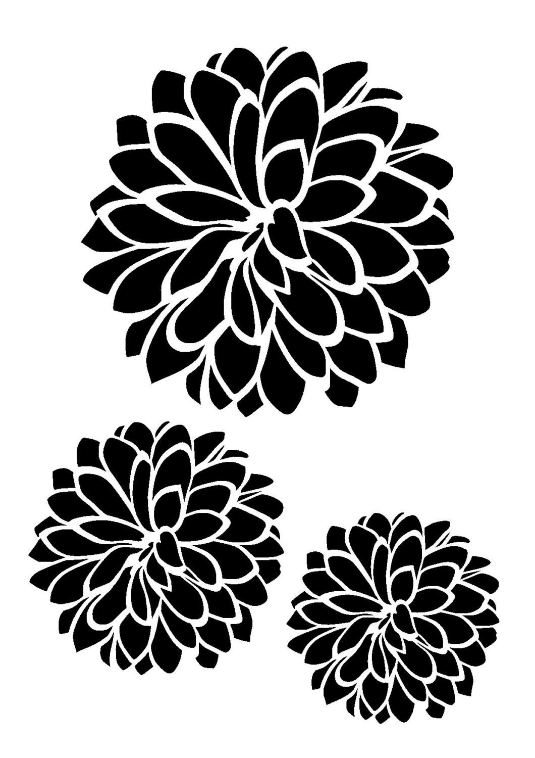 Download 11.7/16.5 Dhalia flower stencil 3 flowers. A3.
