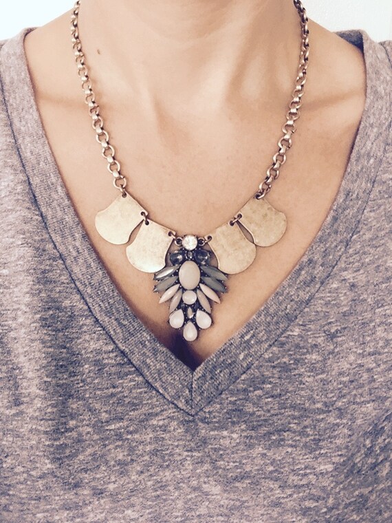 Gold statement necklace by OCEANBELLAHAWAII on Etsy