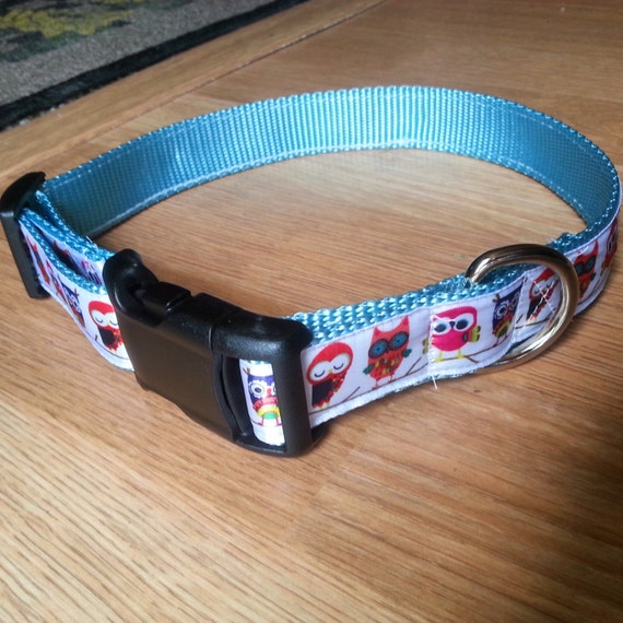 Handmade Owl Print Dog Collar by PawfectCreationsB on Etsy