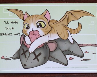 Demon Kitty noms Brains Magnet