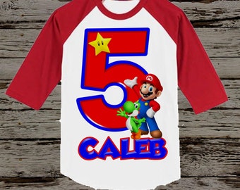 Mario Birthday Shirt - Super Mario Brothers Birthday Shirt - Raglan Available